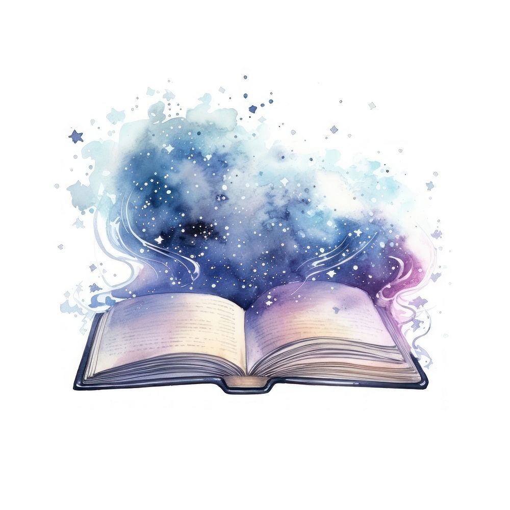 Book in Watercolor style publication white background literature.