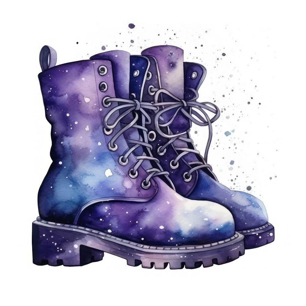 Galaxy element of boots in Watercolor footwear shoe clothing.
