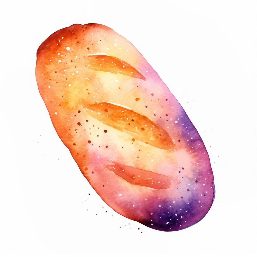Bread in Watercolor style white background science ketchup.