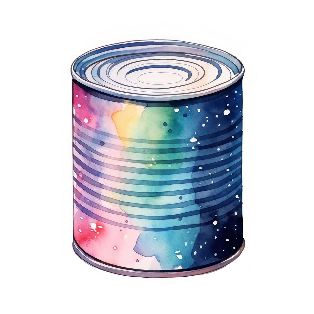 Canned food in Watercolor white background container aluminium.