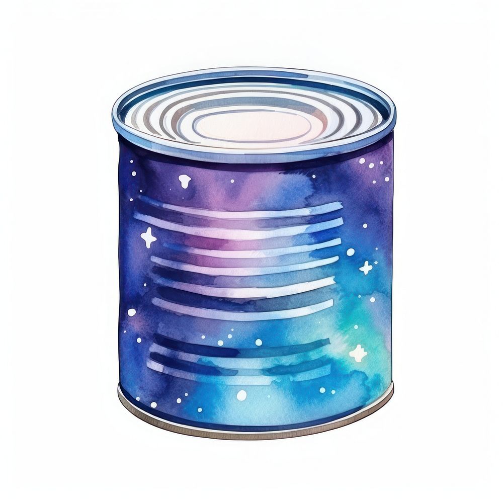 Canned food in Watercolor white background container aluminium.