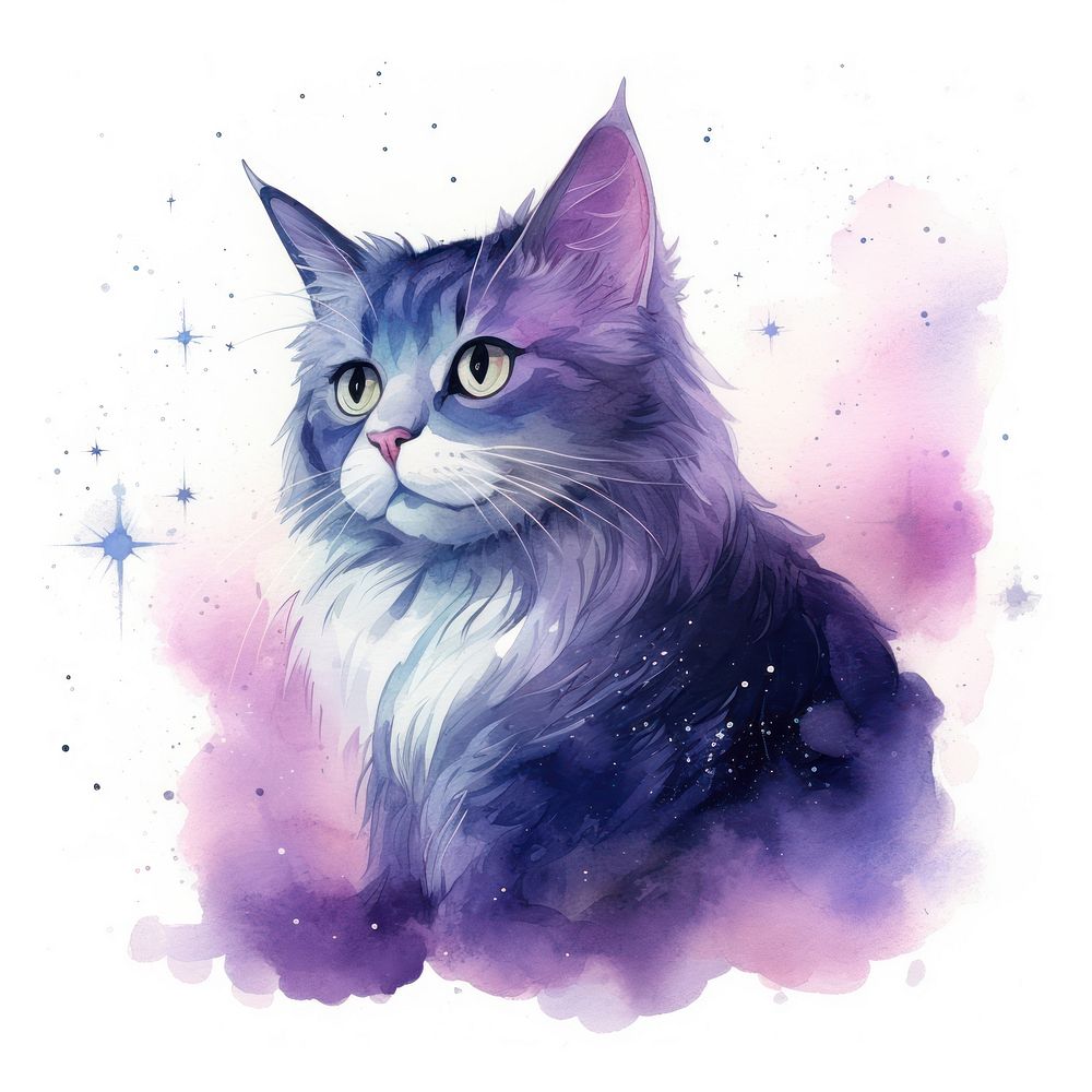 Galaxy element of cat in Watercolor drawing mammal animal.