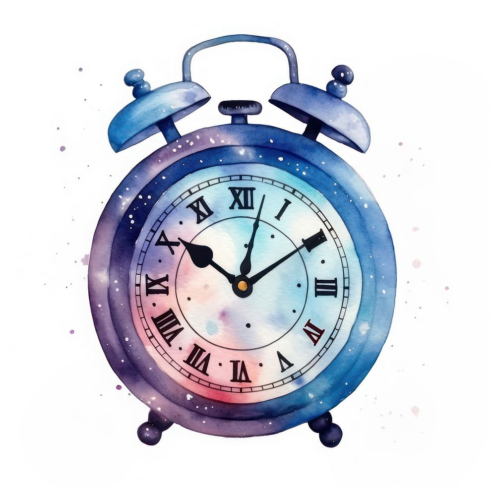 Clock in Watercolor style white background technology furniture.