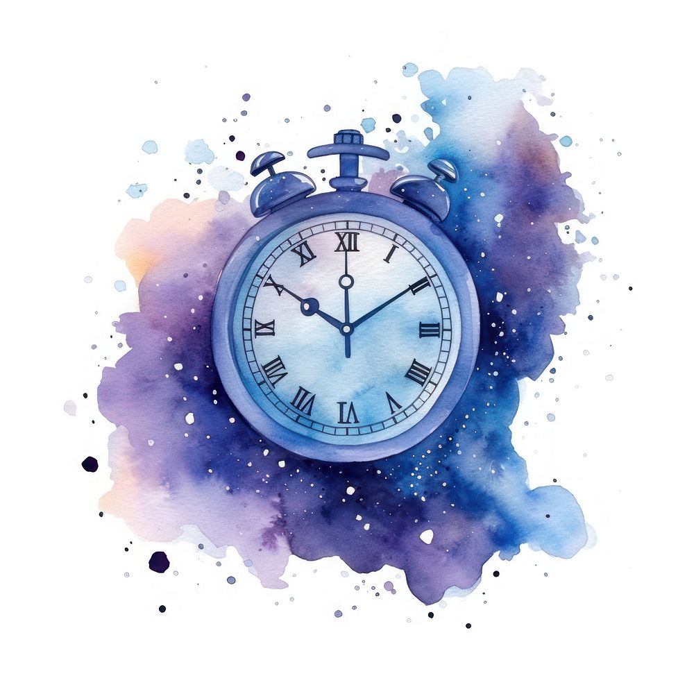 Clock in Watercolor style white background accuracy deadline.