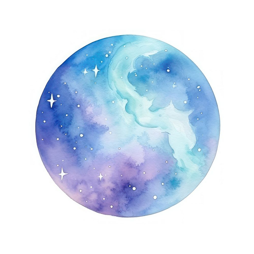 Coin in Watercolor style astronomy universe galaxy.