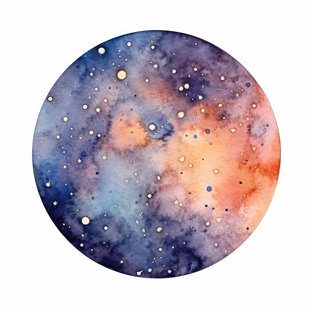 Coin in Watercolor style astronomy universe nebula.
