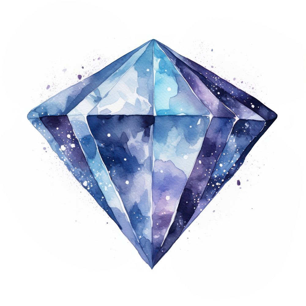Diamond in Watercolor style jewelry star white background.