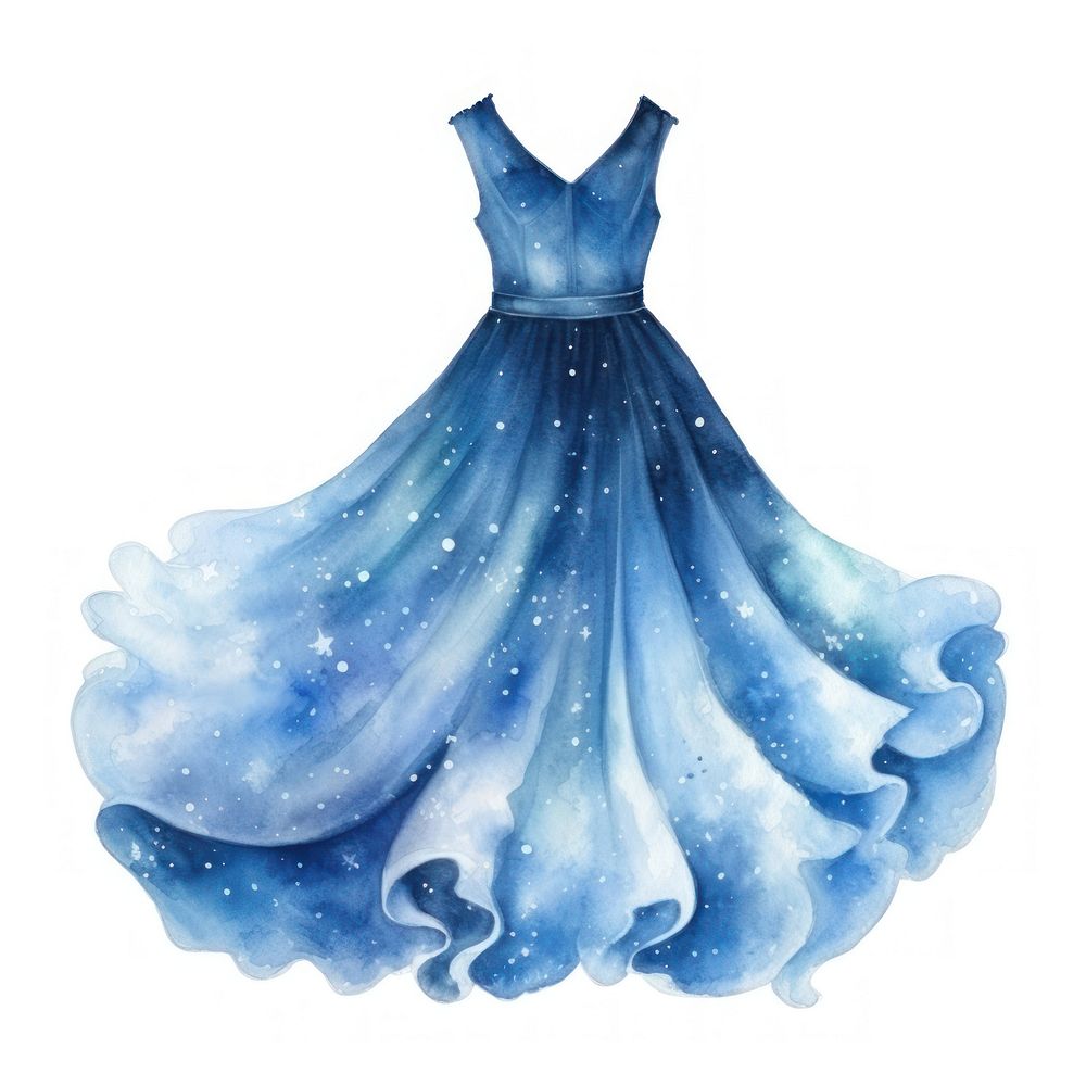 Dress in Watercolor style fashion gown star.