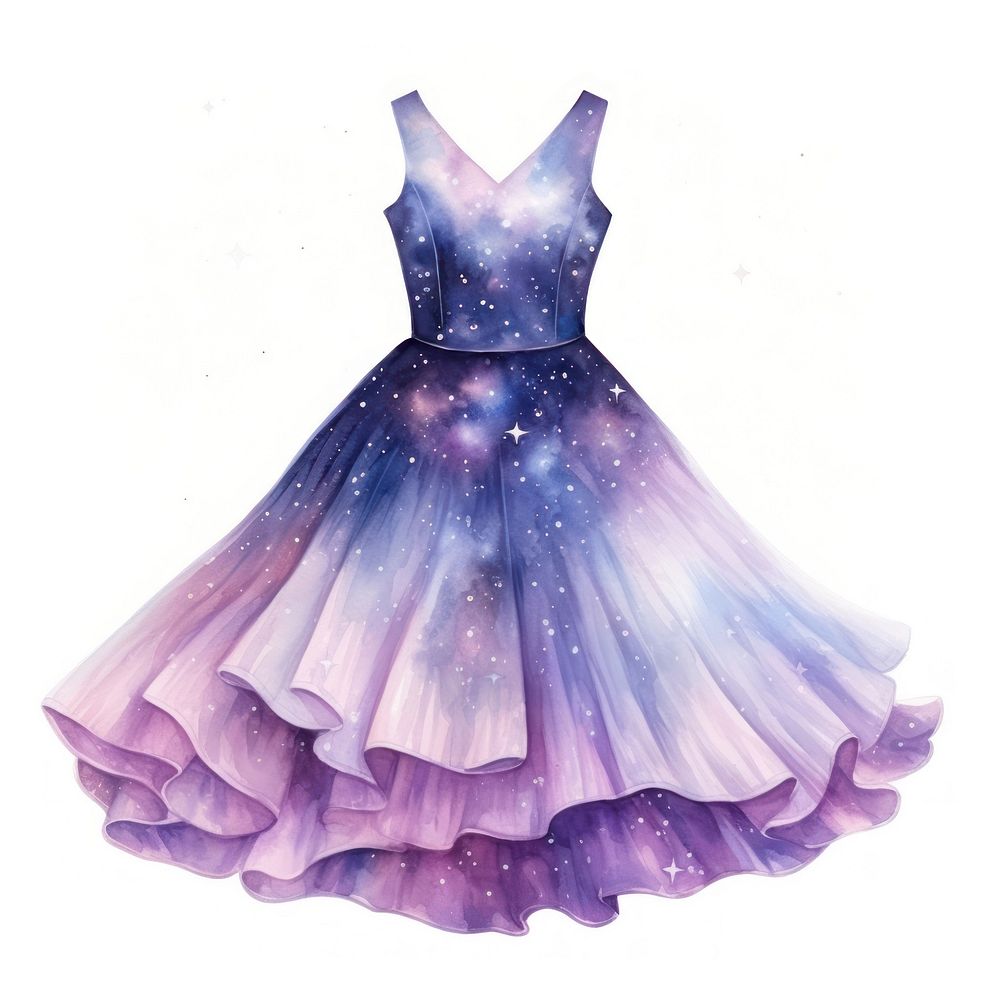 Dress in Watercolor style fashion galaxy gown.
