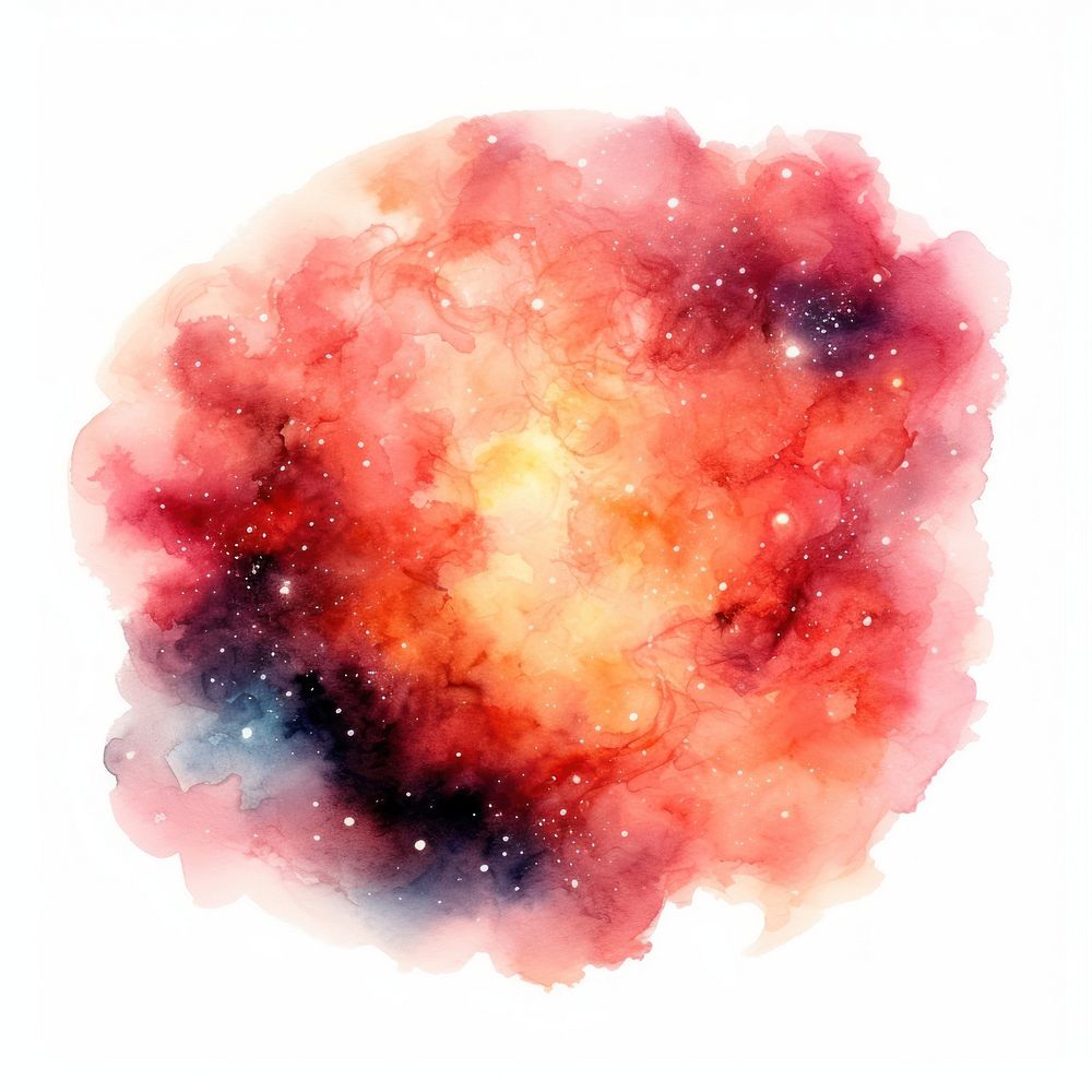 Fire in Watercolor style galaxy star white background.