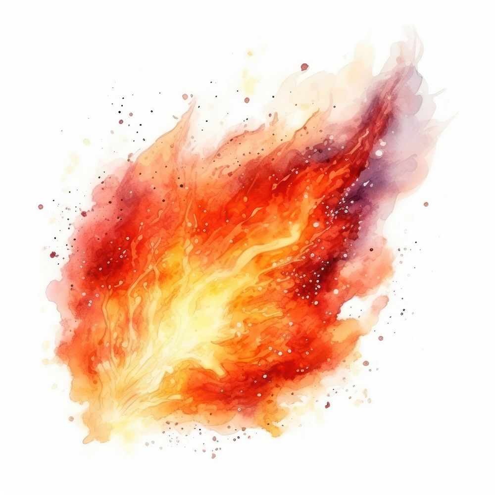 Fire in Watercolor style backgrounds white background splattered.