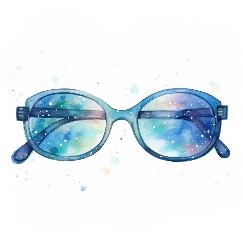 Glasses in Watercolor style sunglasses white background transparent.