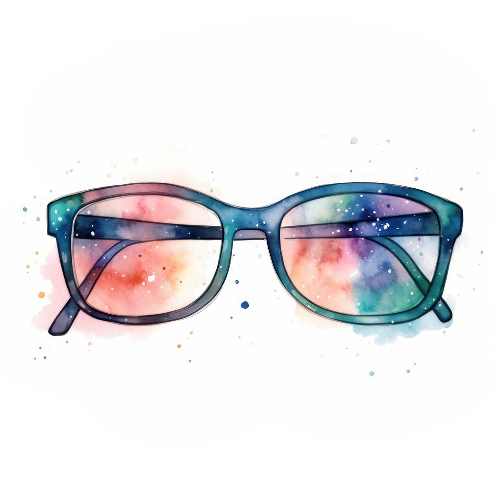 Glasses in Watercolor style sunglasses paint white background.