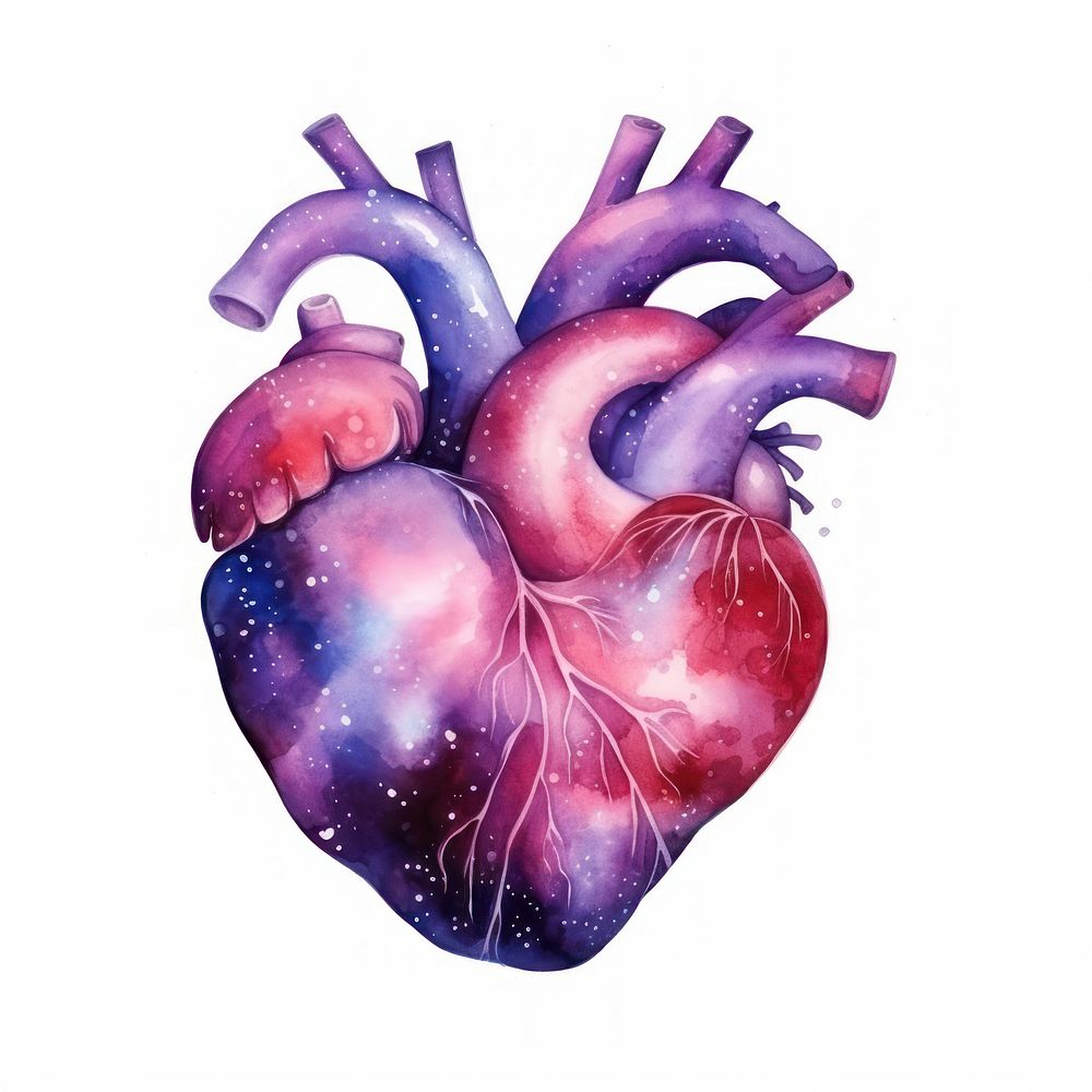 Galaxy element of human heart in Watercolor white background creativity science.