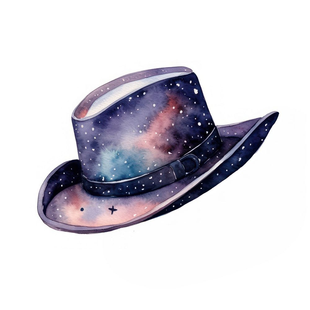 Hat in Watercolor style galaxy star white background.