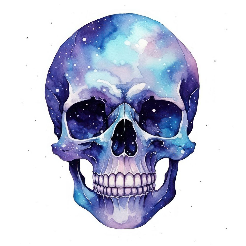 Galaxy element of head skeleton in Watercolor accessories creativity accessory.