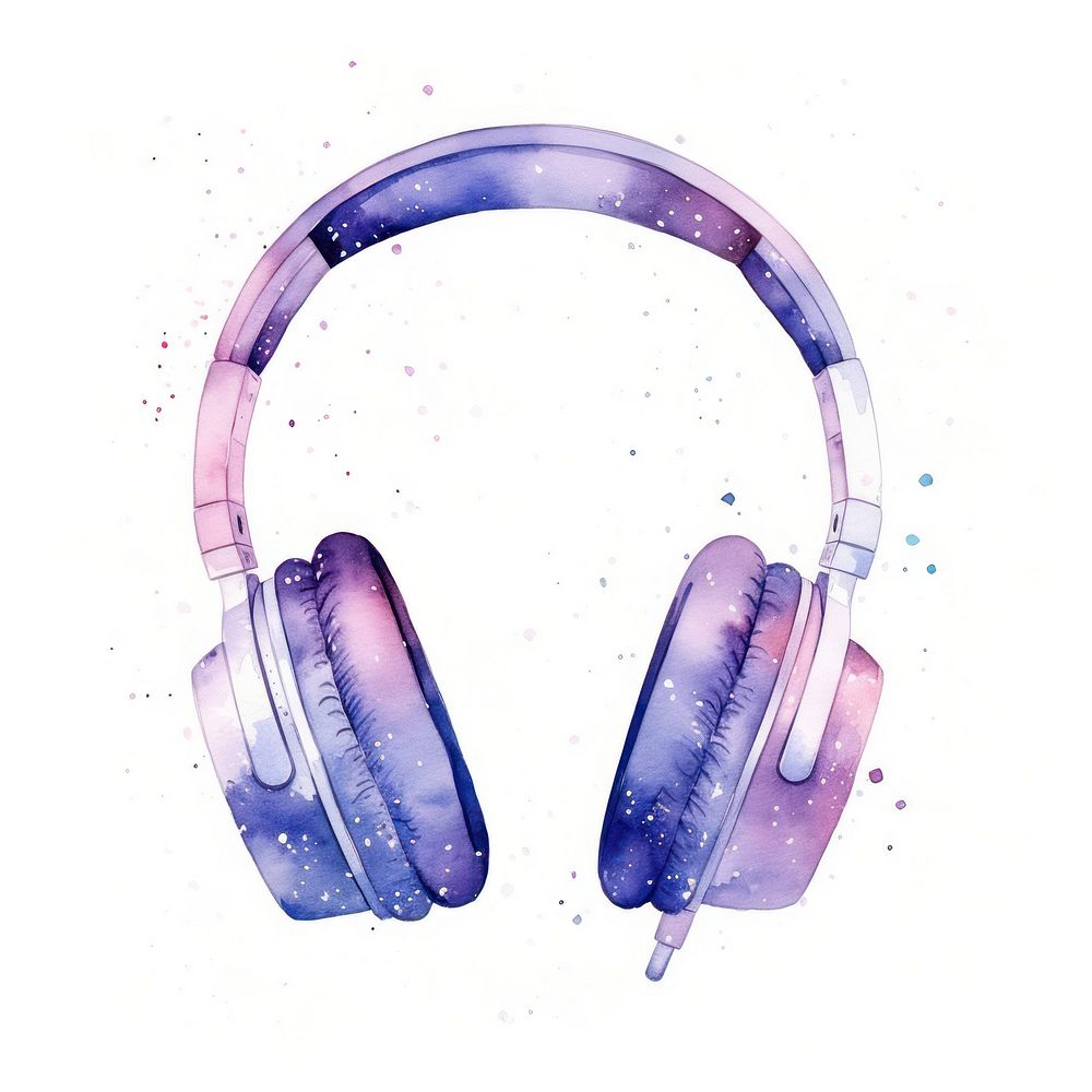Headphones in Watercolor style headphones headset white background.