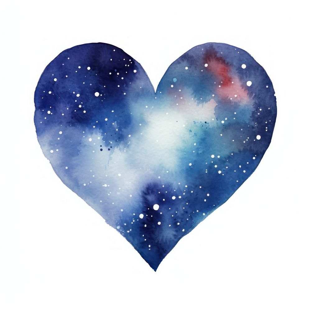 Galaxy element of heart in Watercolor galaxy star white background.