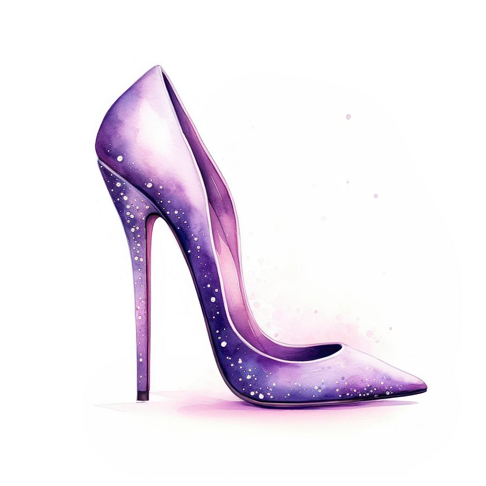 High-heels in Watercolor style footwear purple shoe.