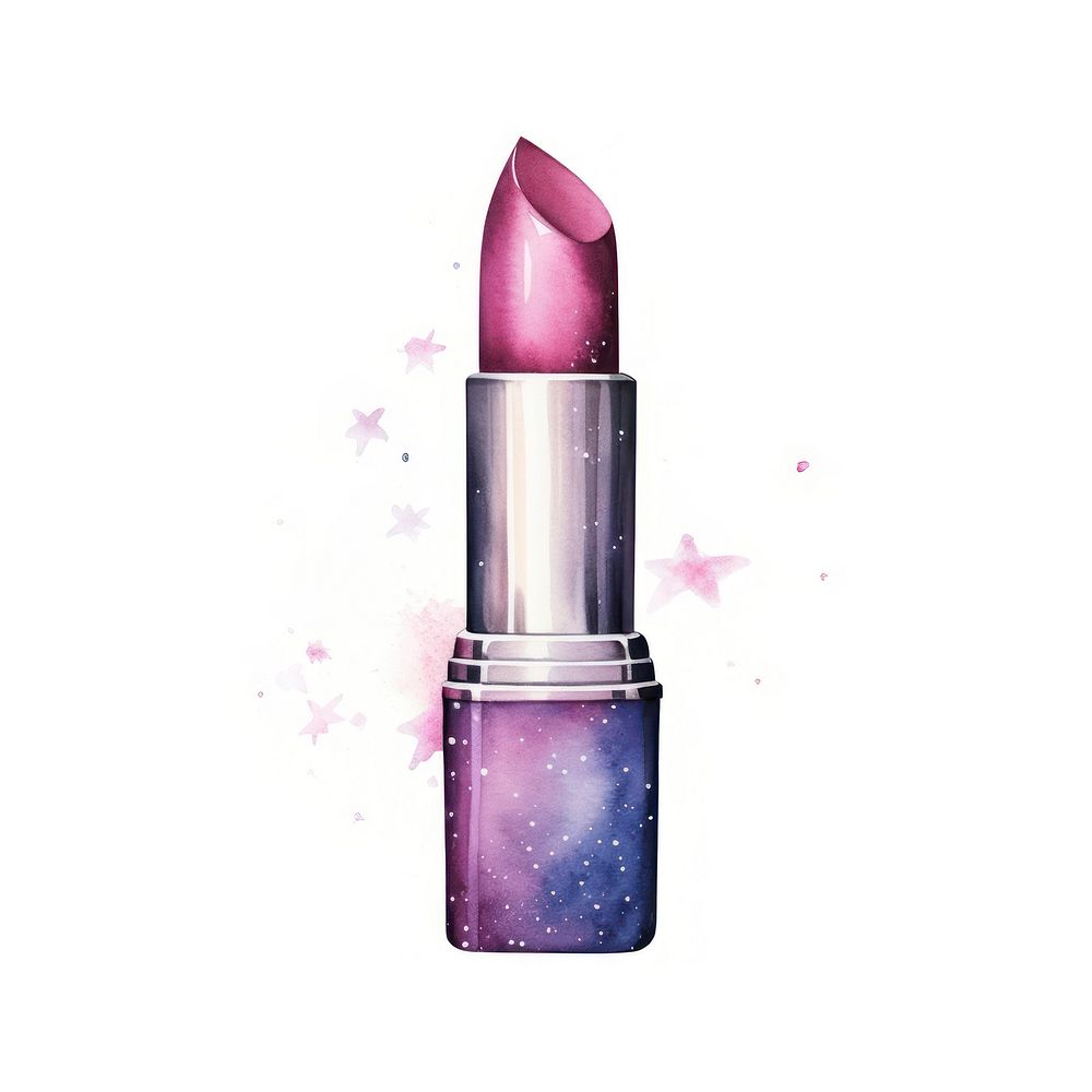Lipstick in Watercolor style cosmetics white background freshness.