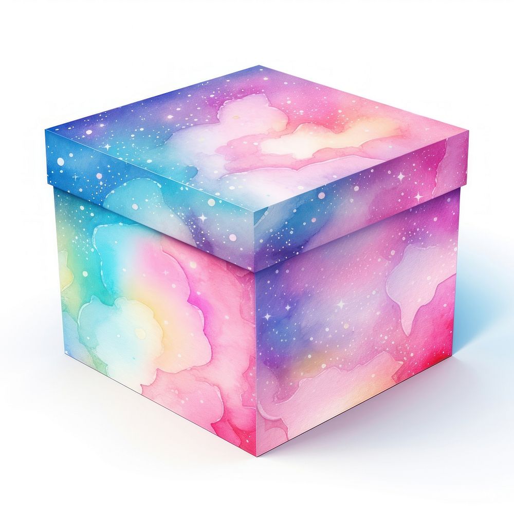 Paper box in Watercolor star white background creativity.