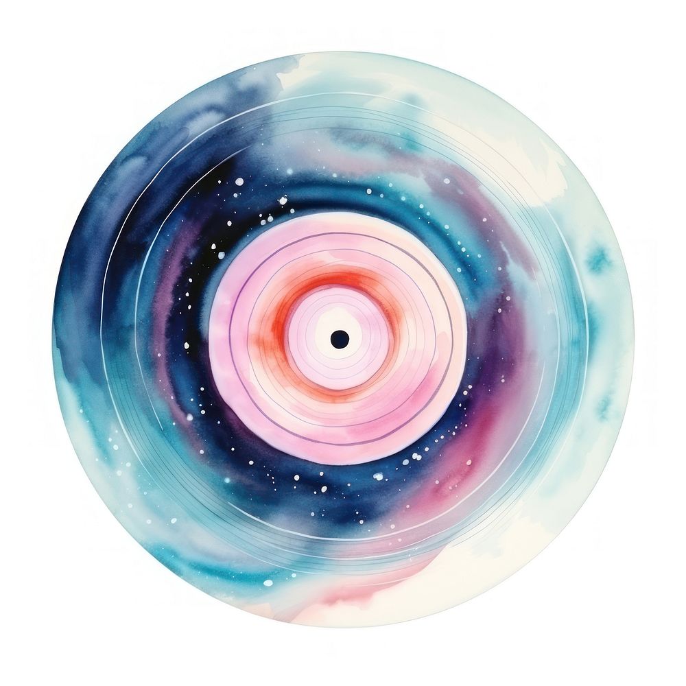 Record disk in Watercolor star white background accessories.
