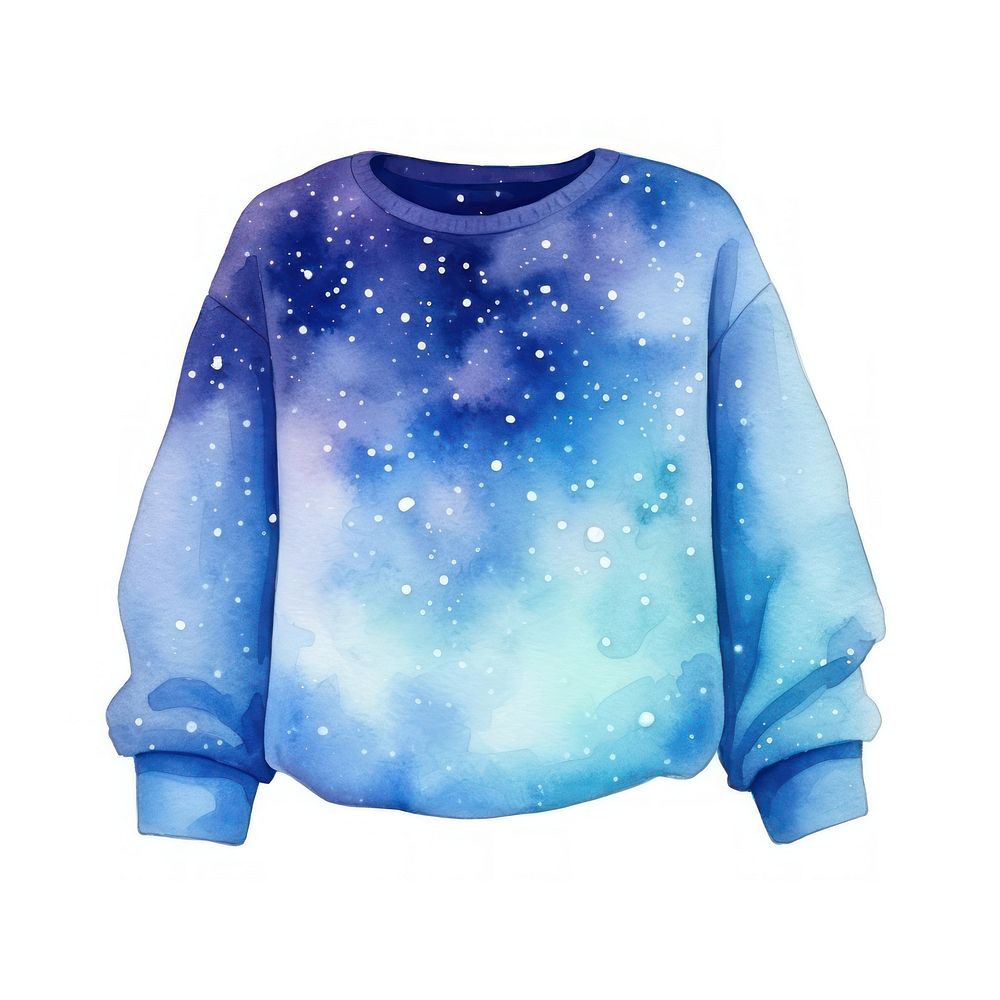 Sweater in Watercolor style sweatshirt galaxy sleeve.