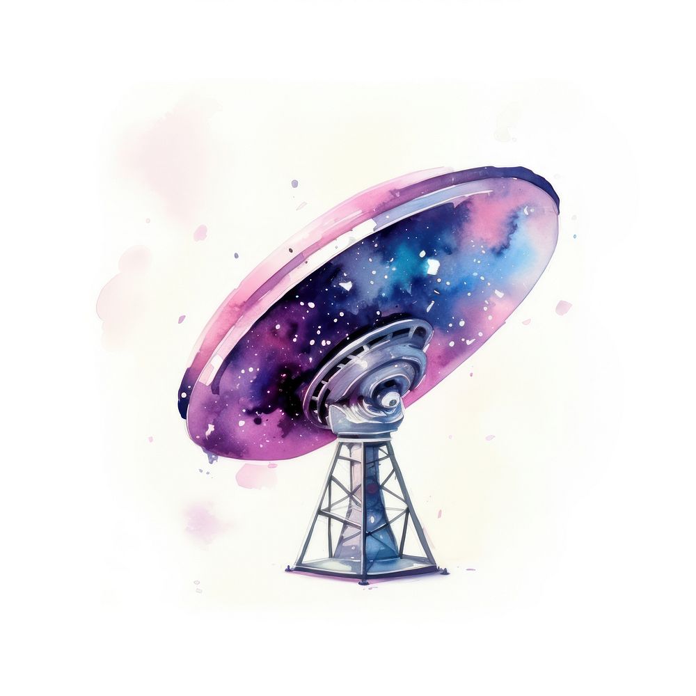 Satellite dish in Watercolor style antenna galaxy white background.