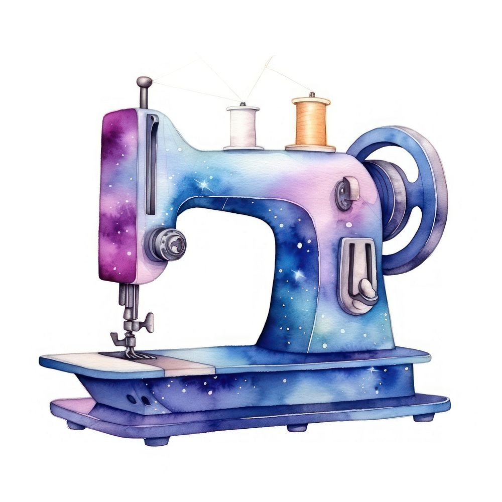Galaxy element of sewing machine in Watercolor white background creativity technology.