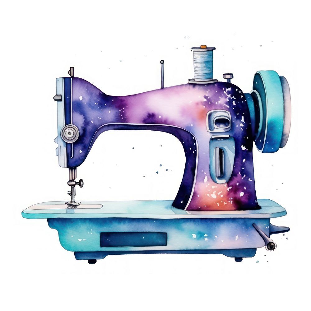 Galaxy element of sewing machine in Watercolor white background technology creativity.