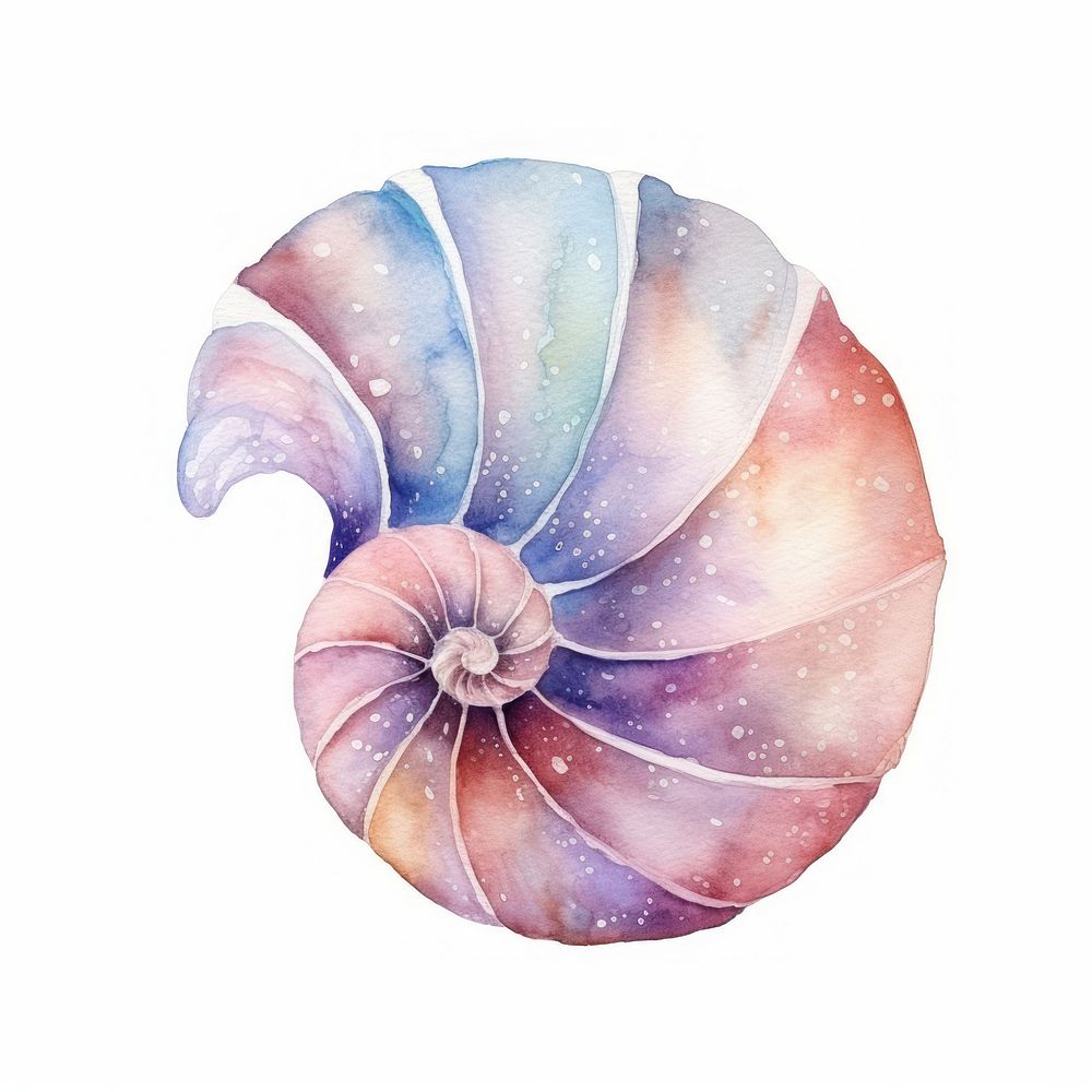 Shell in Watercolor style white background invertebrate creativity.