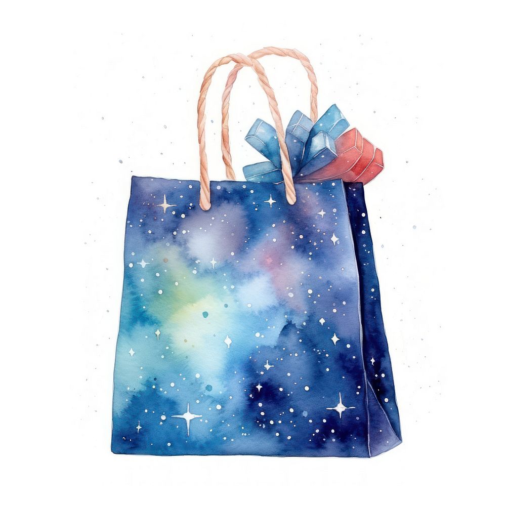 Shopping bag in Watercolor handbag galaxy star.
