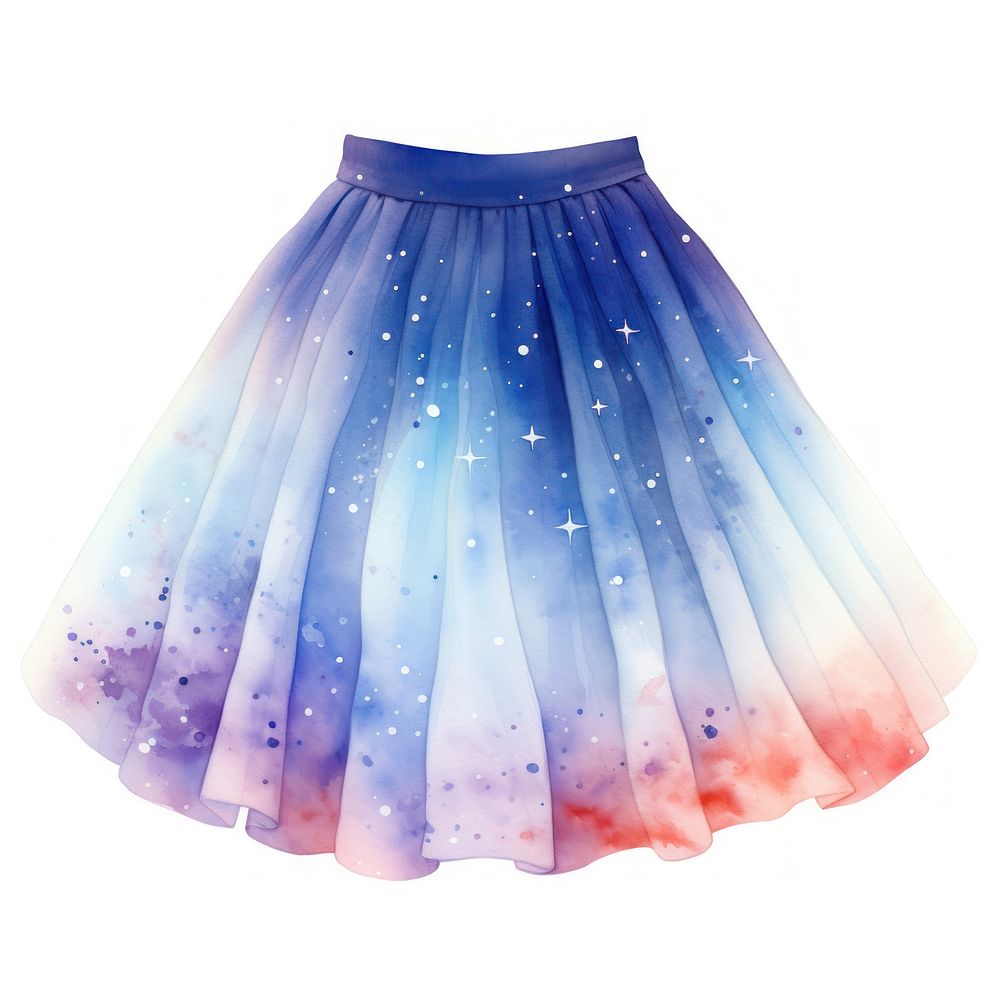 Skirt in Watercolor style galaxy star white background.