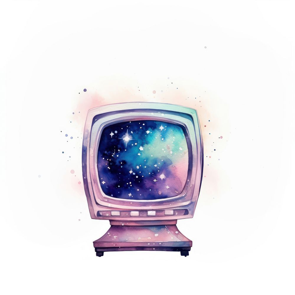 Televition in Watercolor style television galaxy star.