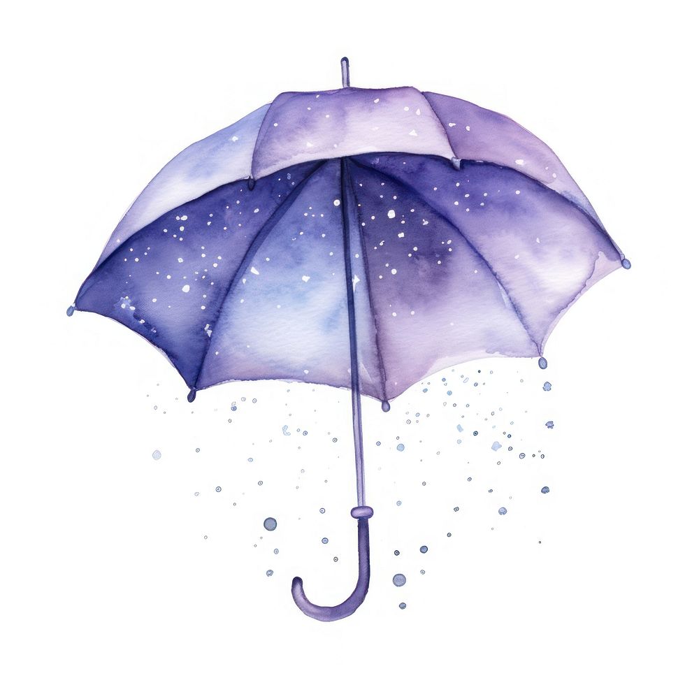 Galaxy element of umbrella in Watercolor white background protection splattered.