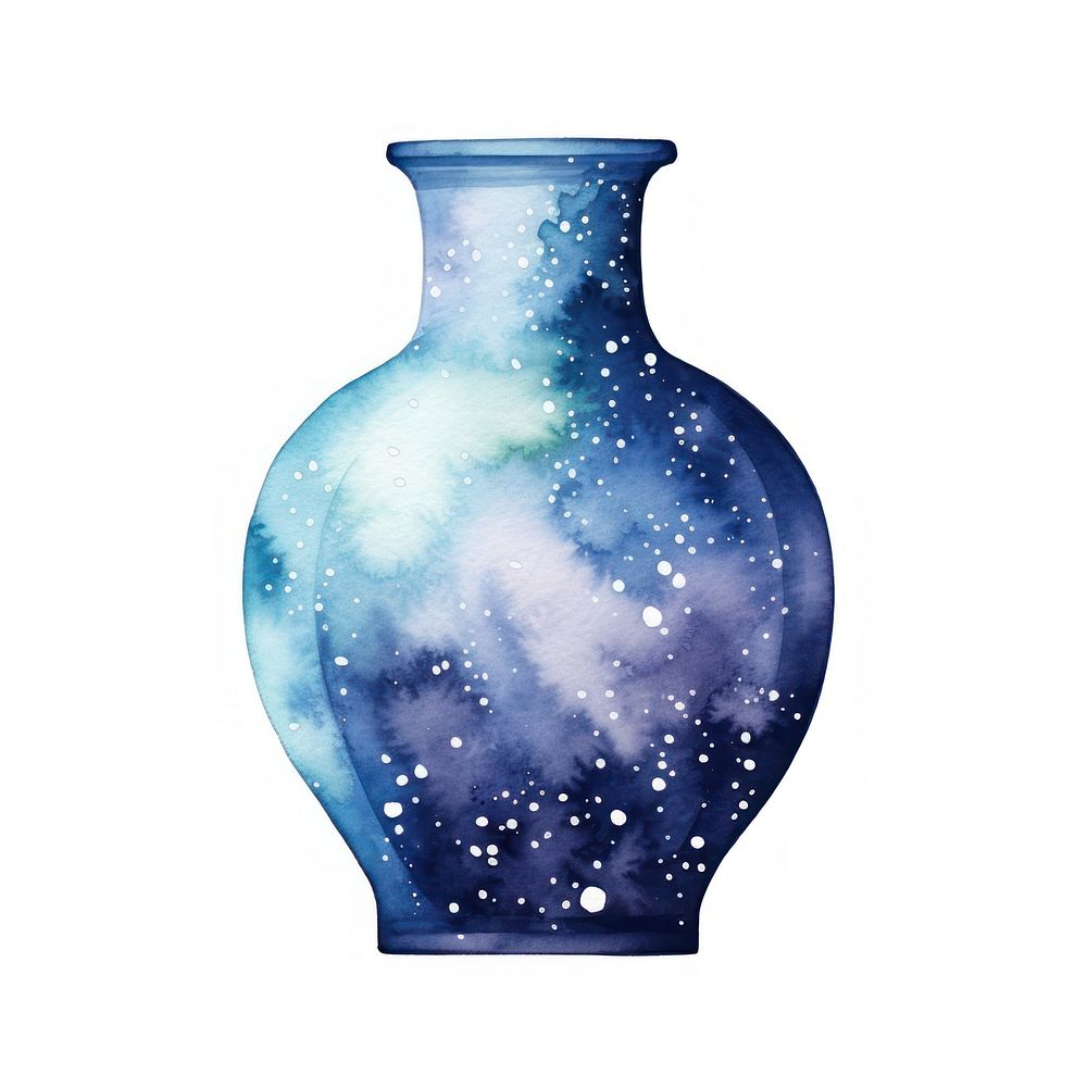 Vase in Watercolor style porcelain star art.