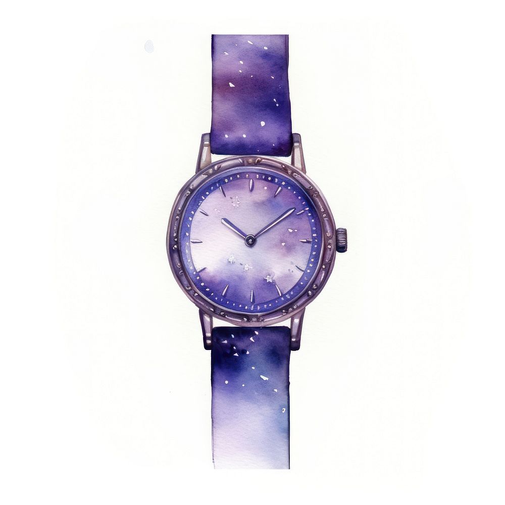 Watch in Watercolor style wristwatch galaxy star.
