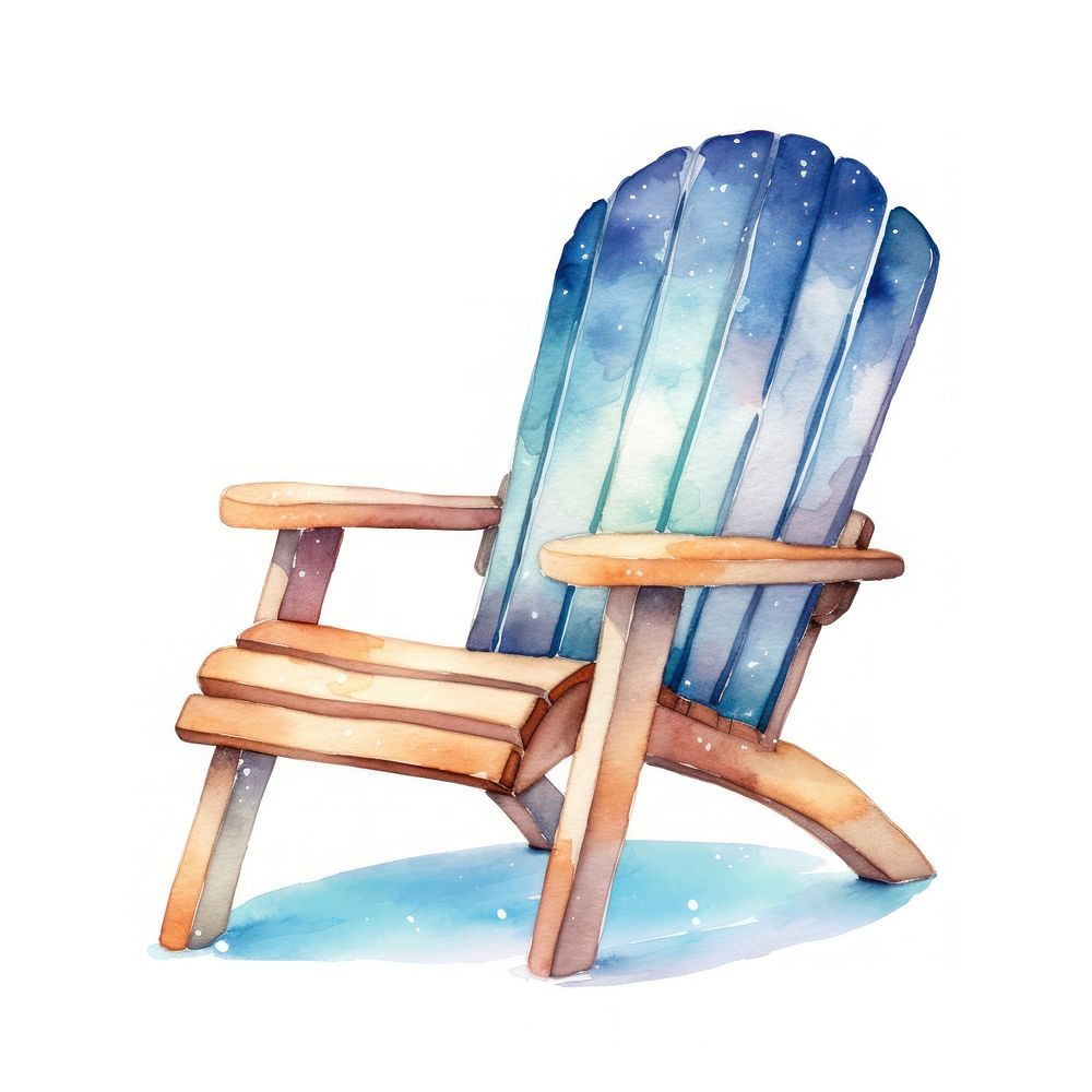 Woodchair in Watercolor style furniture armchair white background.