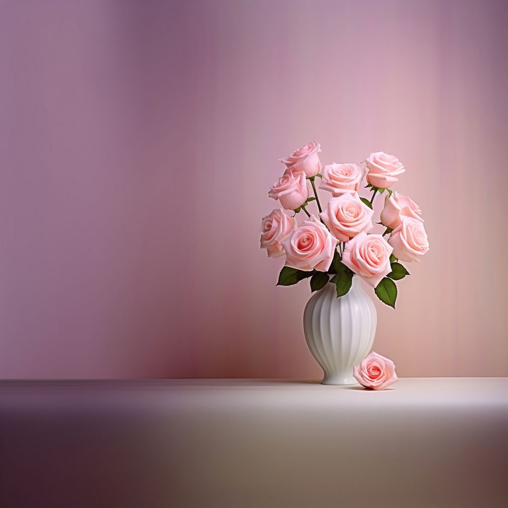 Beautiful blooming roses vase flower petal.