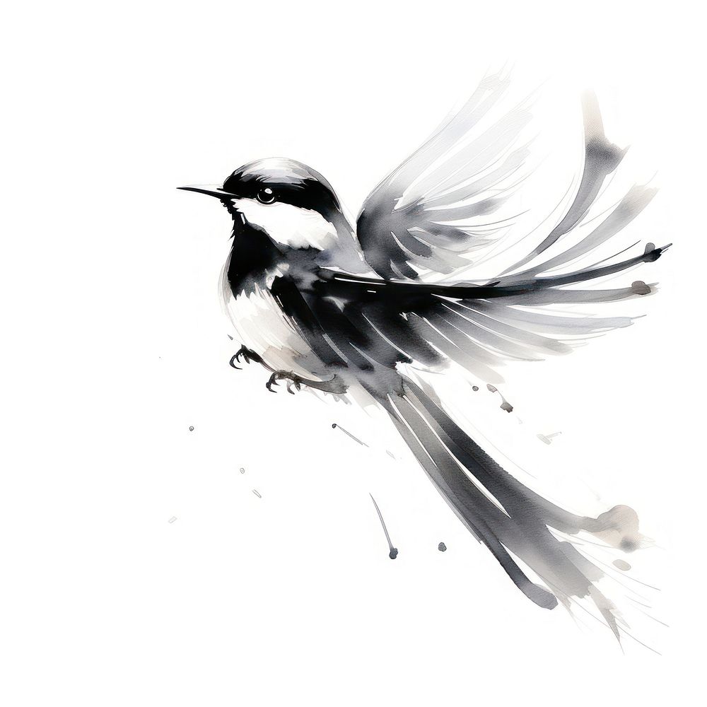 Chinese Yuanyang bird animal black white. AI generated Image by rawpixel.