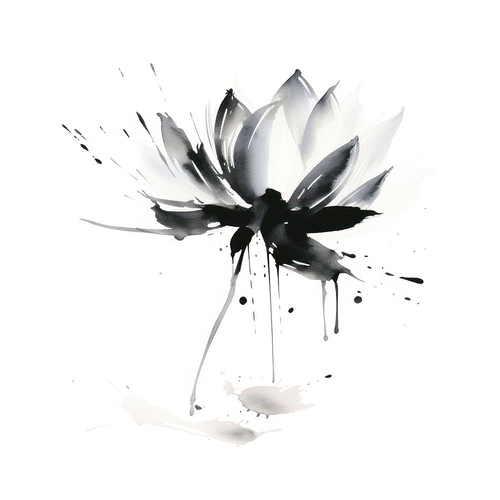 Lotus drawing flower sketch. AI generated Image by rawpixel.