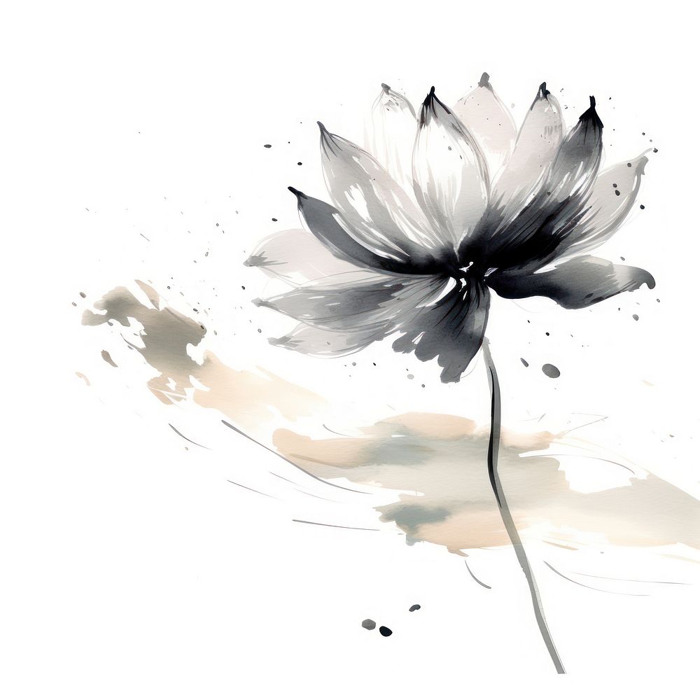 Lotus drawing flower sketch. AI generated Image by rawpixel.