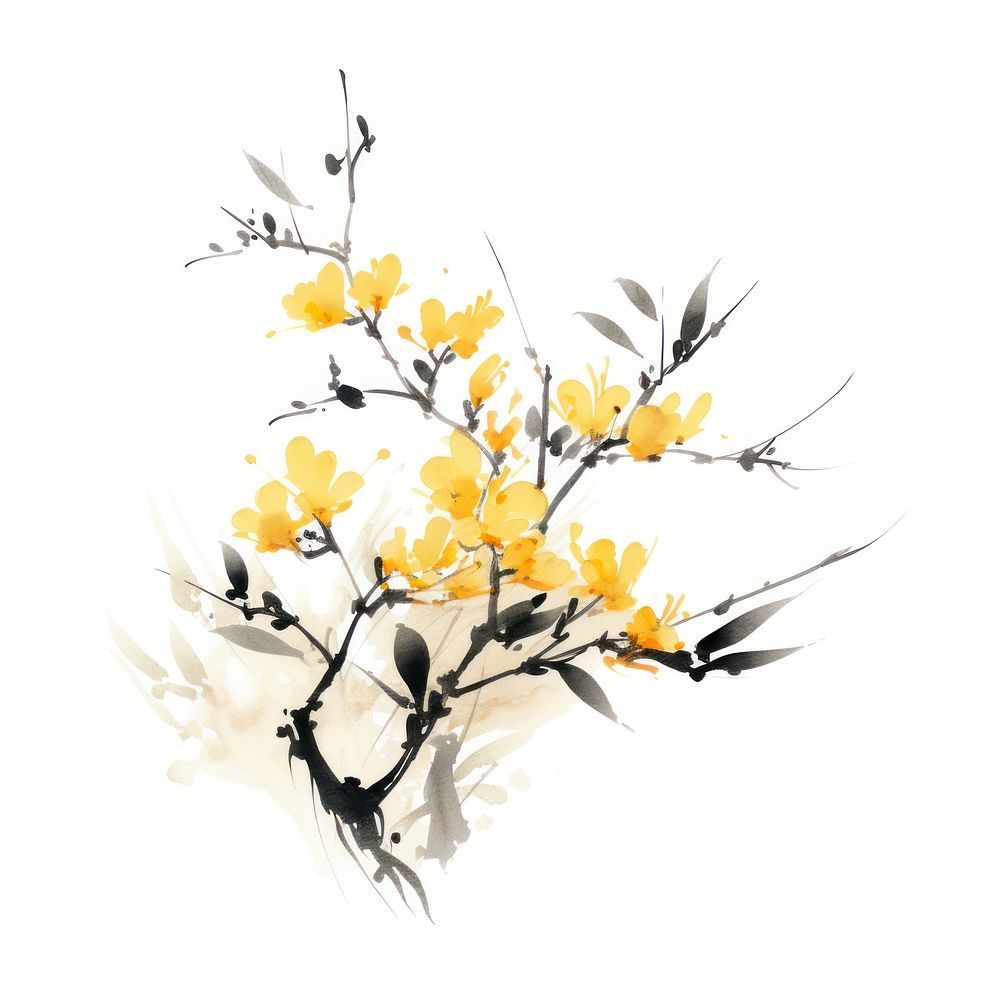 Osmanthus flower painting blossom yellow. AI generated Image by rawpixel.