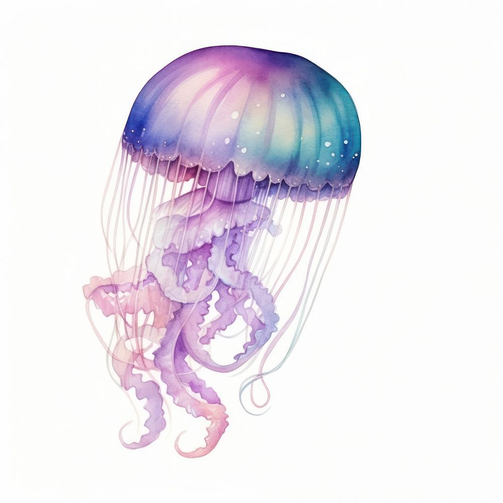 Galaxy element of jellyfish in Water color style animal white background invertebrate.