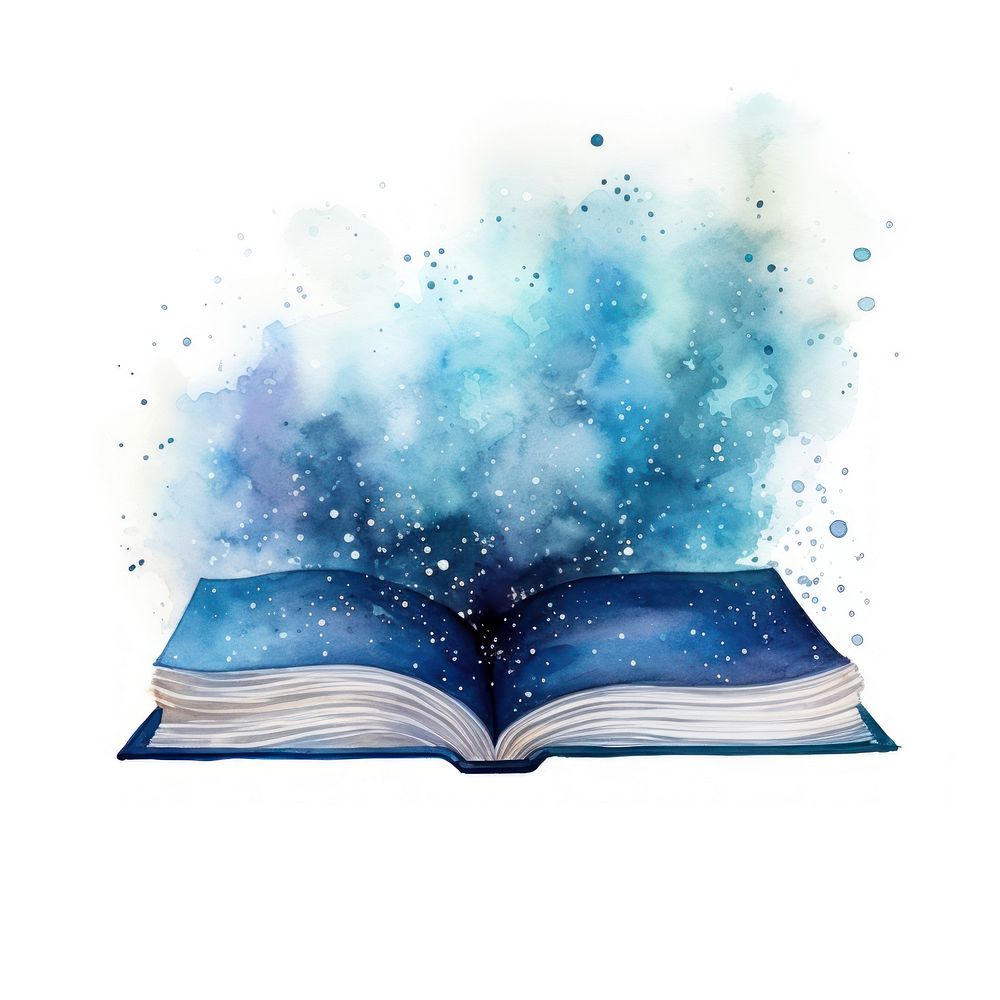 Galaxy Water color element of book publication white background literature.