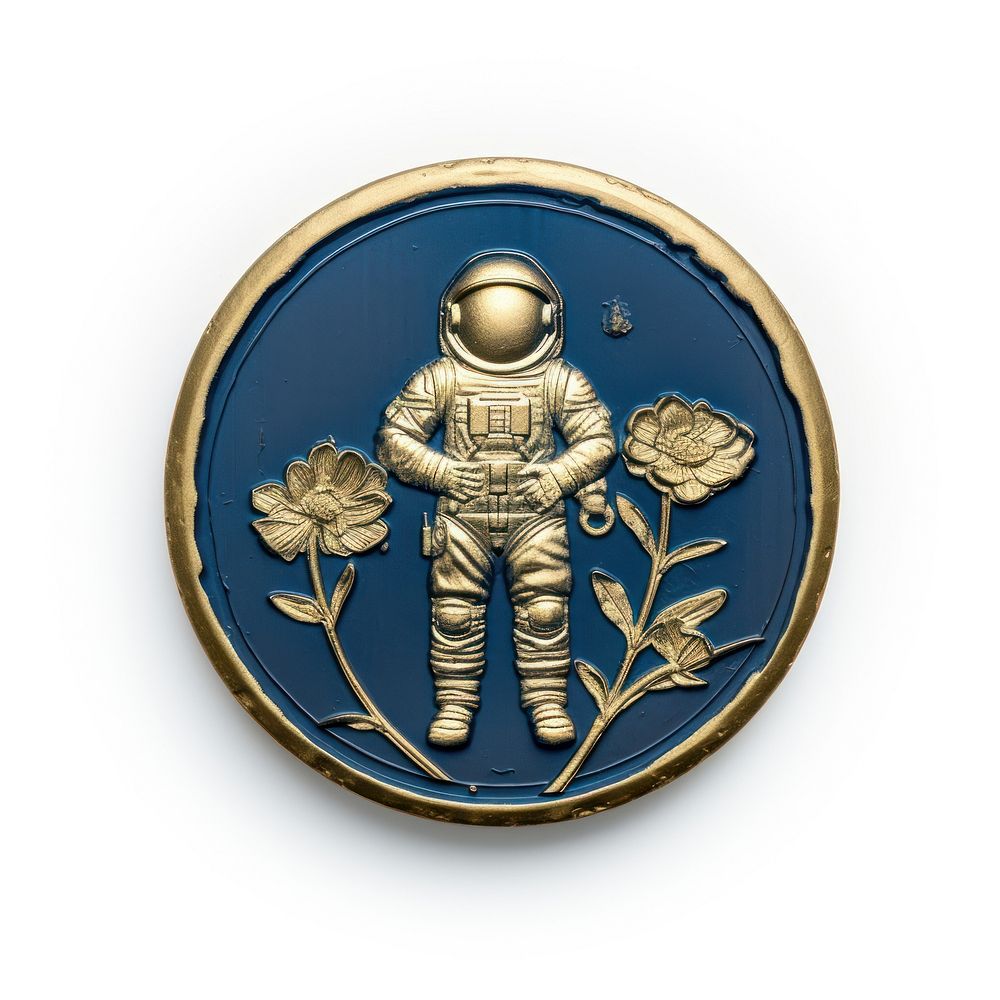 Gold astronaut locket flower. AI generated Image by rawpixel.