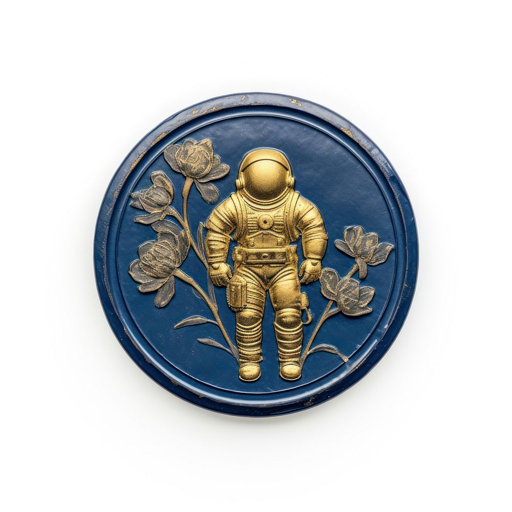 Gold astronaut badge metal. AI generated Image by rawpixel.