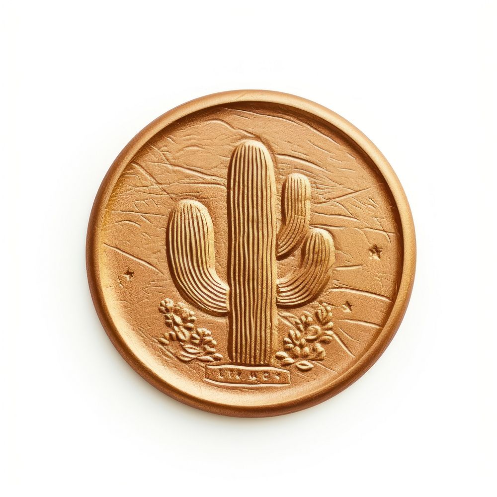 Cactus bronze money coin. AI generated Image by rawpixel.
