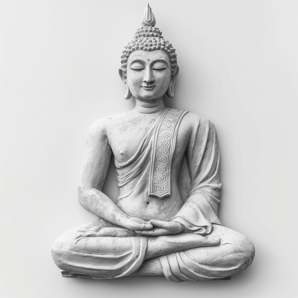 Bas-relief a buddha sculpture texture white representation spirituality.