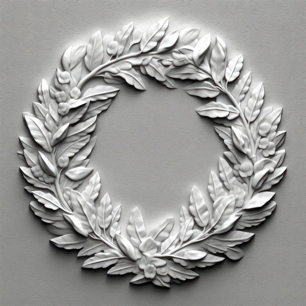 Bas-relief a laurel wreath sculpture texture creativity monochrome pattern.